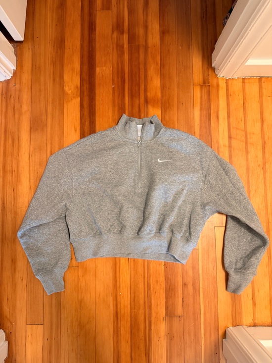 Nike Tops - Nike Light Gray Cropped Half-Zip Sweatshirt